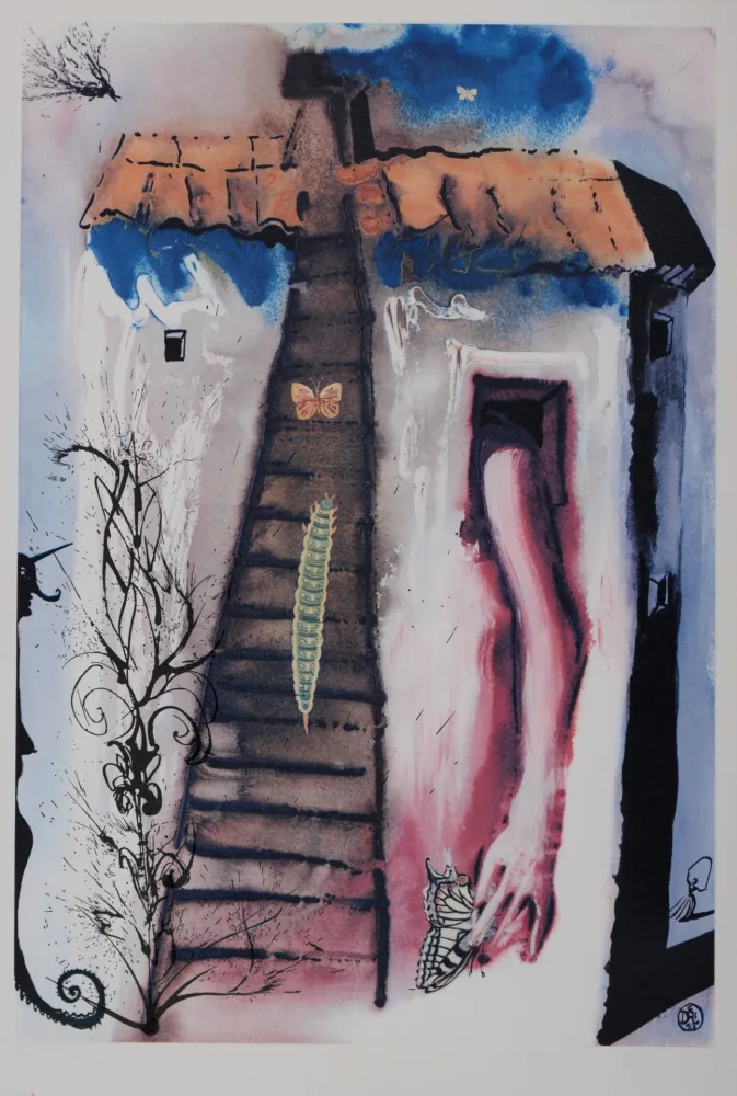 Rotocalcografia Dali - The Rabbit Sends in a Little Bill,  Alice au Pays des Merveilles, 1969