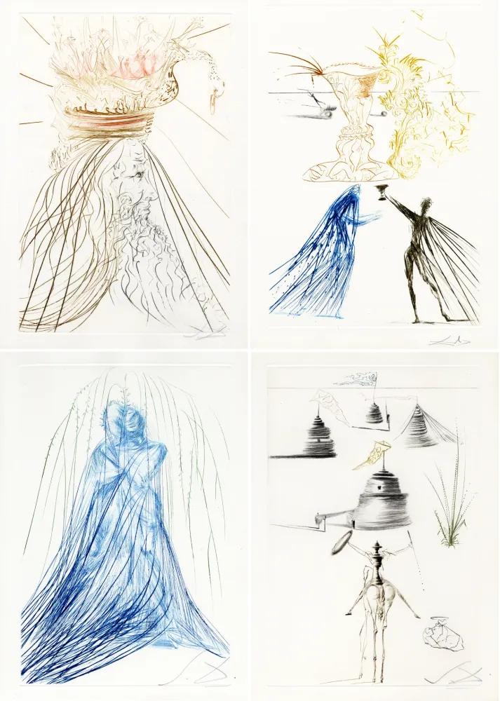 Libro Illustrato Dali - TRISTAN ET ISEULT. 42 pointes-sèches signées (1970).