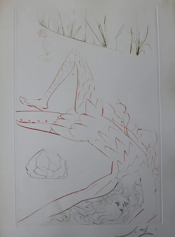 Incisione Dali - Tristan et Iseult : Tristan blessé