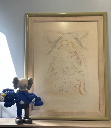 Acquaforte Dali - Vénus, Mars and Cupidon from Suite Mythologique Nouvelle