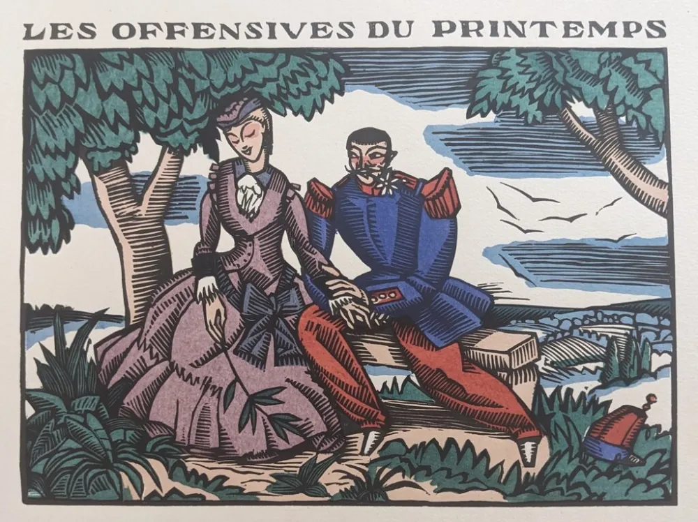 Incisione Su Legno Daragnès - Les offensives du printemps