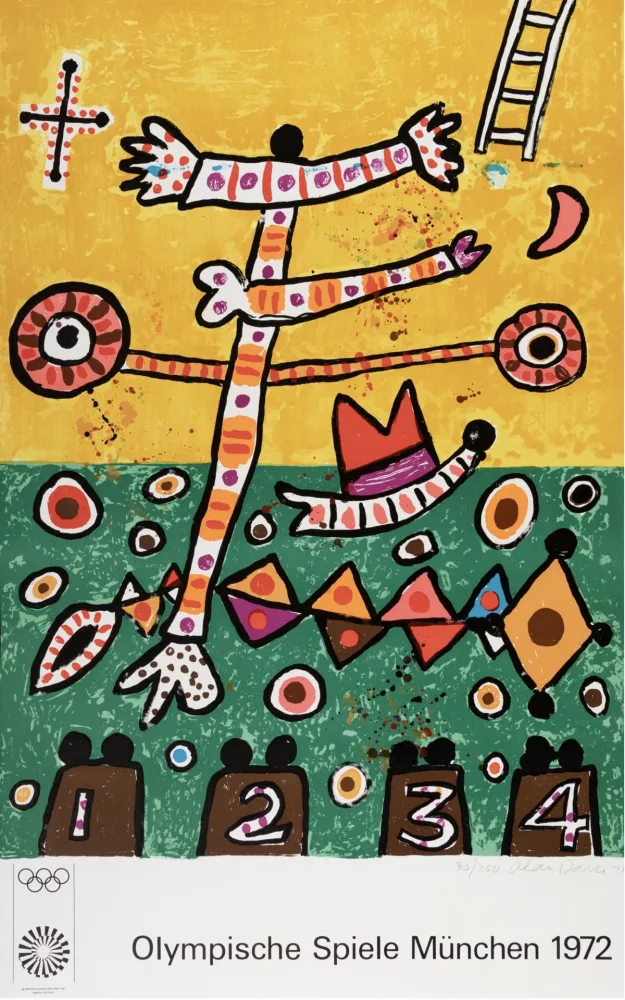 Litografia Davie -  Untitled, from the Munich Olympics Portfolio, 1971 - Hand-signed