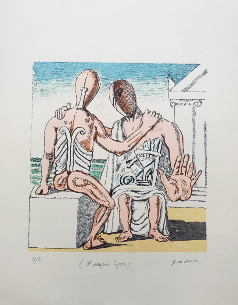 Litografia De Chirico - Colloquio segreto