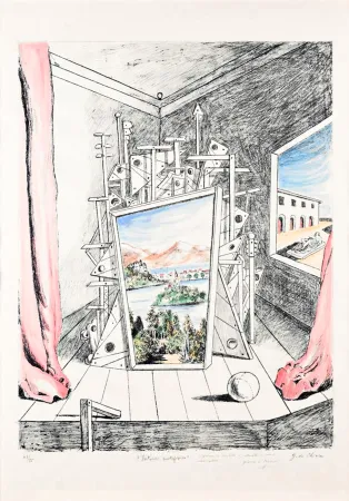 Non Tecnico De Chirico - Giorgio De Chirico (1888–1978) - Interno Metafisico - Watercolor on a lithographic base - 1969