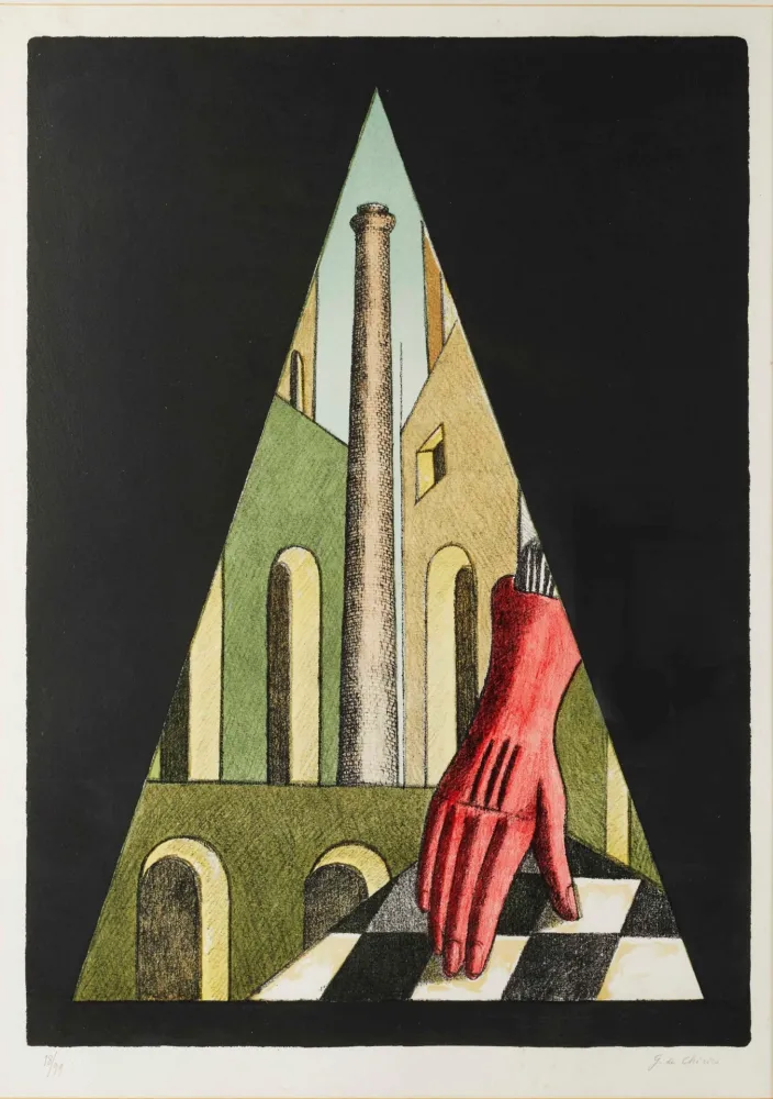 Litografia De Chirico - Il guanto (Il guanto rosso)
