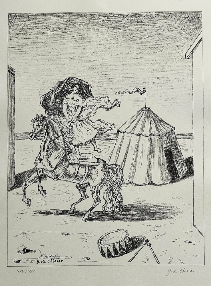 Litografia De Chirico - La cavallerizza