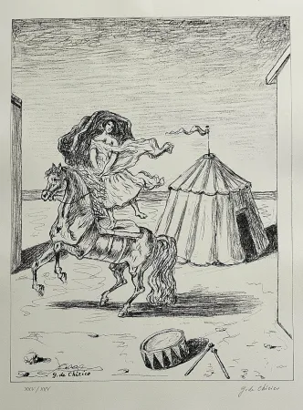 Litografia De Chirico - La cavallerizza