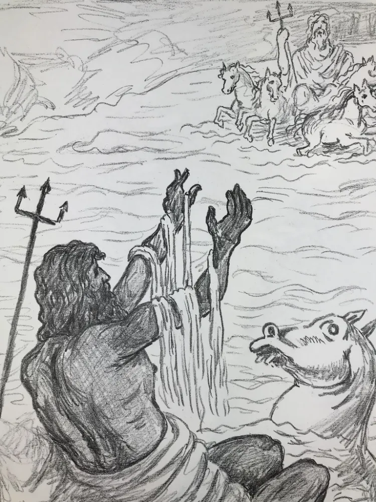 Litografia De Chirico - Nettuno