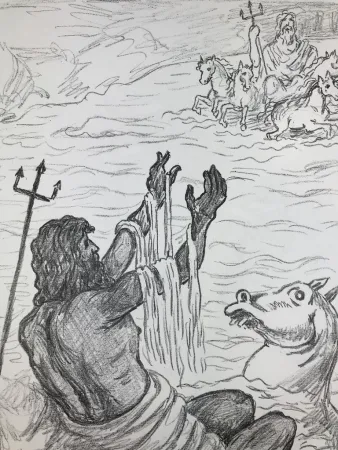 Litografia De Chirico - Nettuno