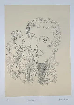 Incisione De Chirico - Personaggi 