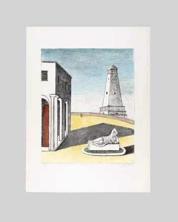 Litografia De Chirico - Piazza d'Italia