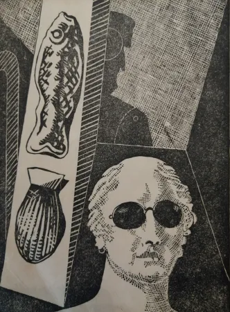 Incisione Su Legno De Chirico - Portrait d'Apollinaire