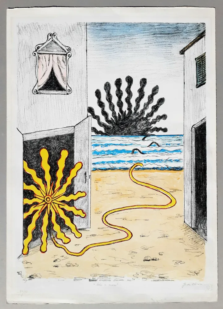 Litografia De Chirico - Sole e mare