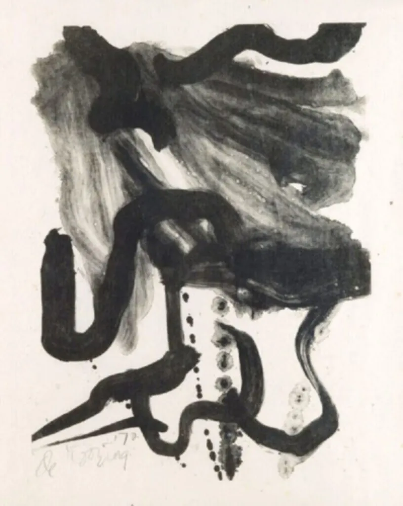 Litografia De Kooning - Woman with long hair and corset