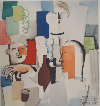 Litografia De La Fresnaye - Déjeuner entre amis (La Madelon)
