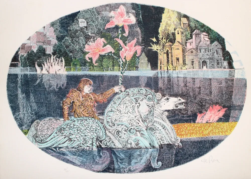 Litografia De Rosa - Cavaliere