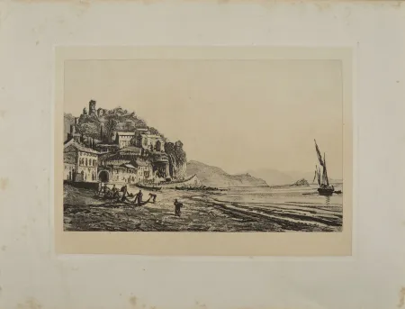 Acquaforte De Rothschild - VIEW OF NOLI, NEAR SAVONA, 1869