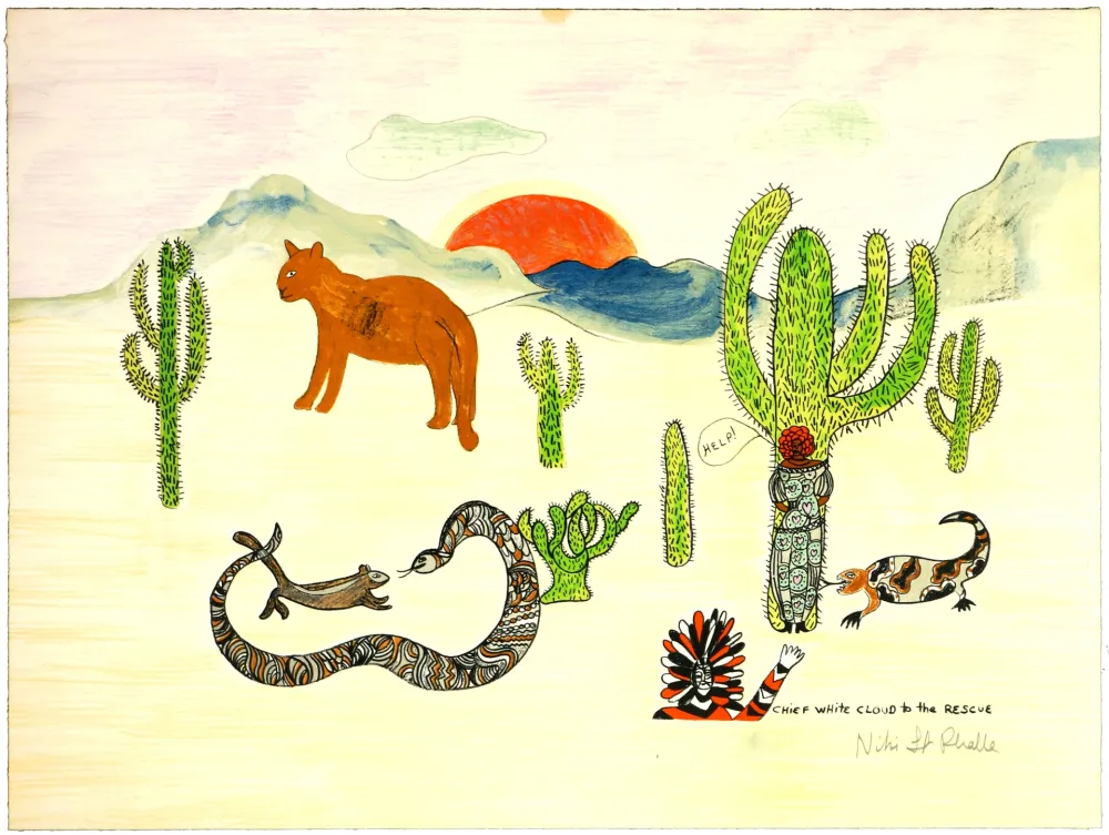 Litografia De Saint Phalle - Chief white cloud to the rescue