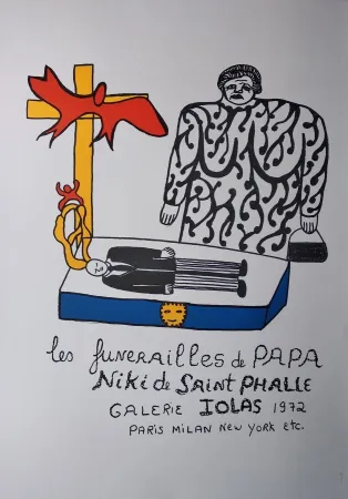 Litografia De Saint Phalle - „Les funerailles de Papa. Niki de Saint  Phalle. Galerie Iolas 1972. Paris, Milan,  New York etc.“.