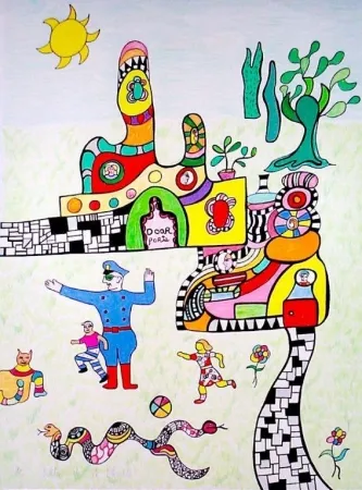 Litografia De Saint Phalle - Sortie d'école