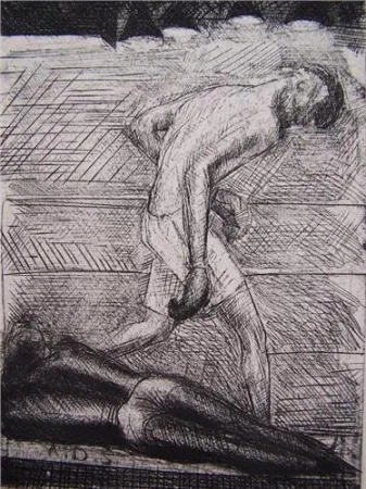 Acquaforte De Segonzac - Le KO du noir