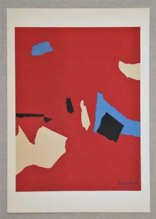Litografia De Stael - Composition sur fond rouge