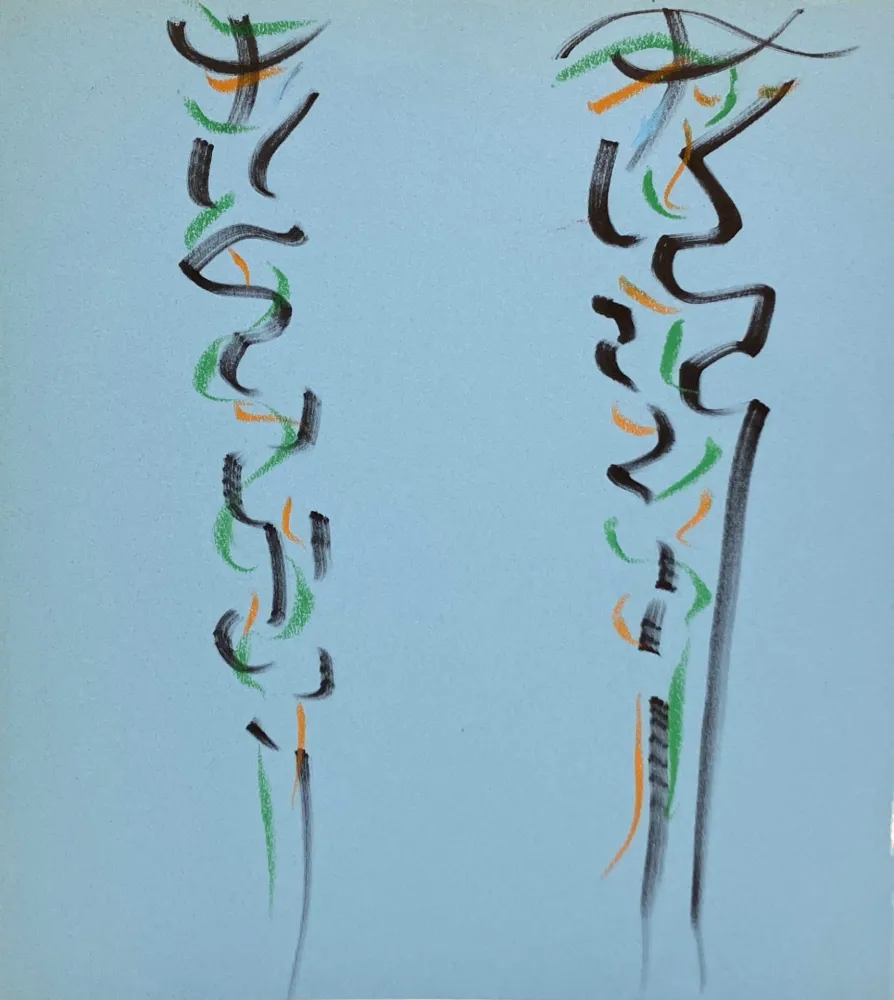 Non Tecnico Debré - Pastels sur papier bleu, 1991. 