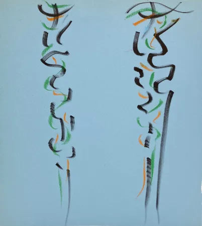Non Tecnico Debré - Pastels sur papier bleu, 1991. 