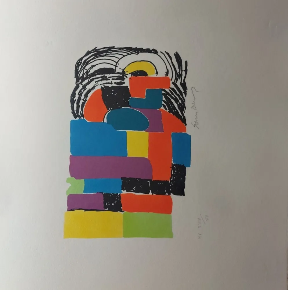 Litografia Delaunay - Composition pour Madame Claude POMPIDOU (circa 1970)