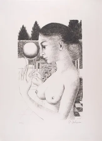 Litografia Delvaux - La Femme à la Boule