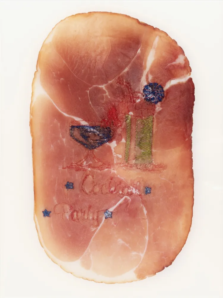 Fotografie Delvoye - Untitled (Photograph of Embroidered Ham)