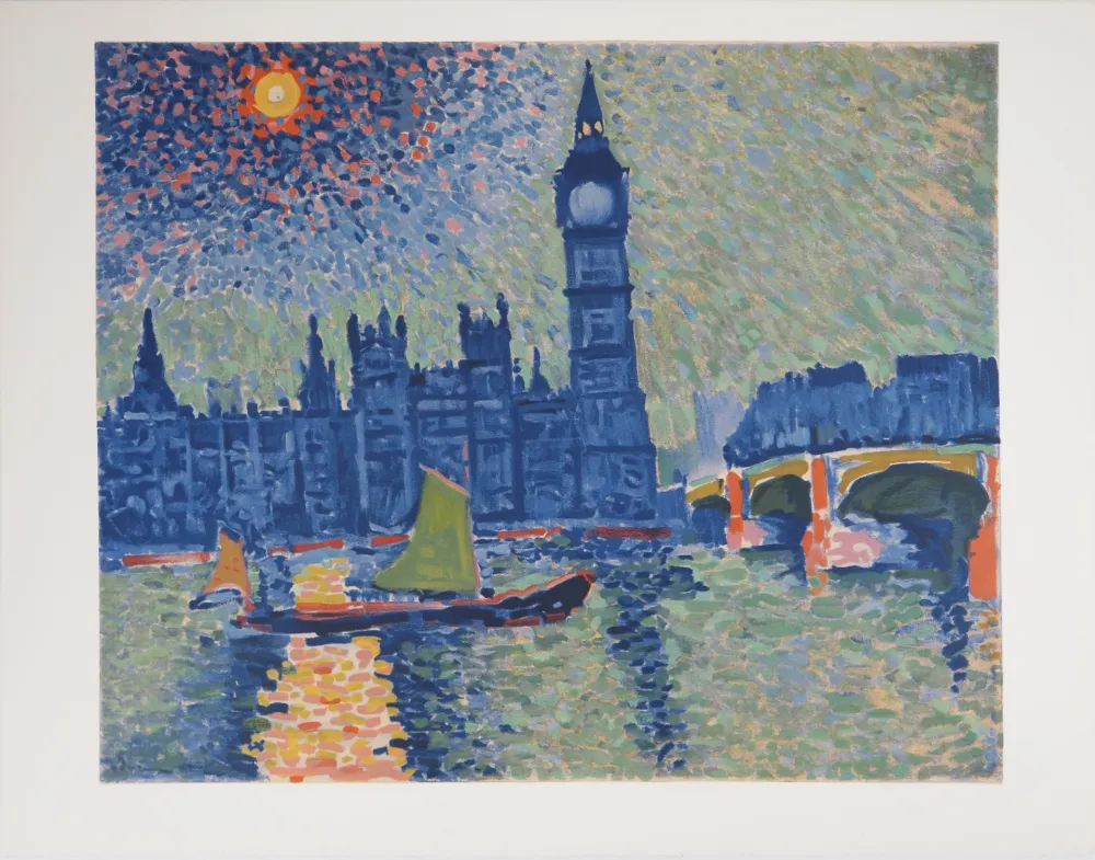 Litografia Derain - Londres, La Tamise et Big Ben