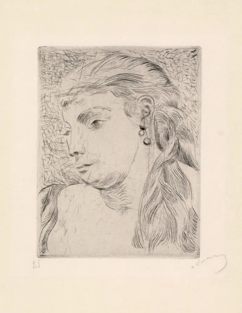 Acquaforte E Acquatinta Derain - Tête de femme avec une tresse
