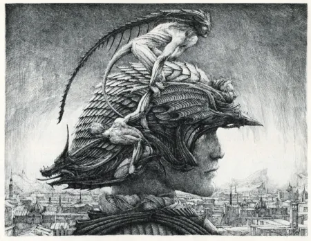 Incisione Desmazières - Casque d'Apparat/Head of a soldier