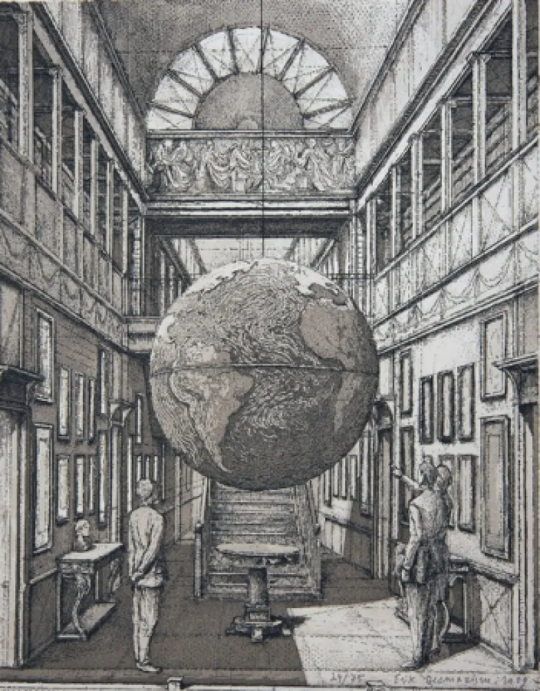 Acquaforte E Acquatinta Desmazières - Entrance Hall with a Globe