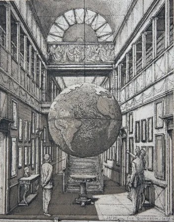 Acquaforte E Acquatinta Desmazières - Entrance Hall with a Globe