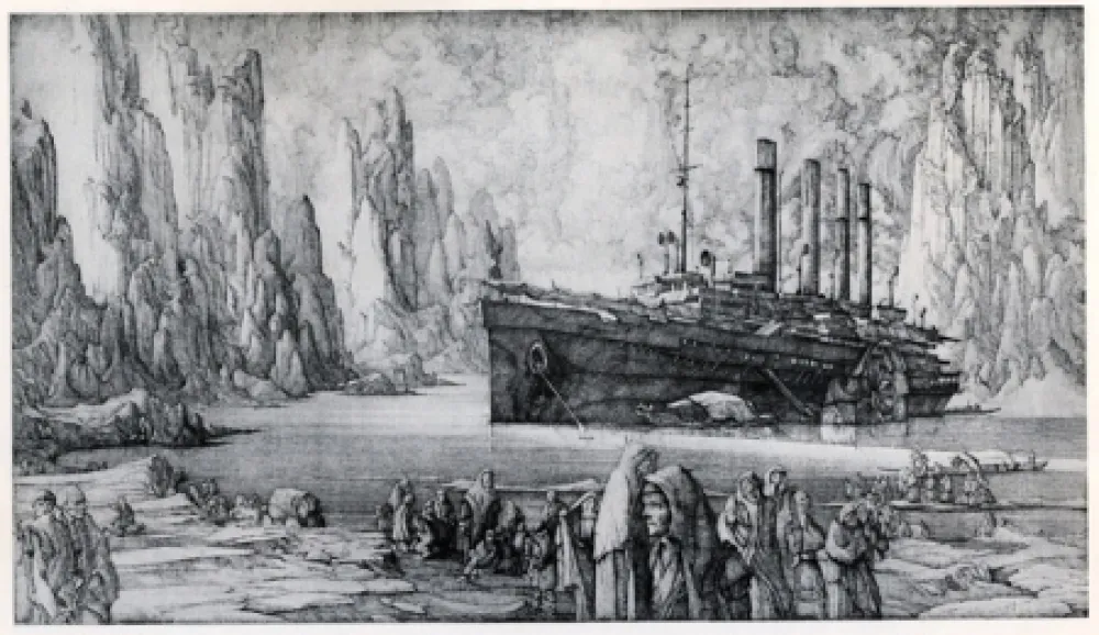 Incisione Desmazières - Le Debarquement