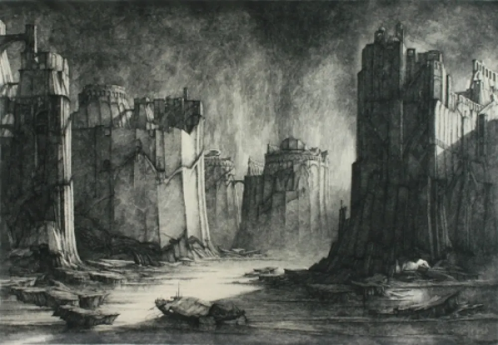 Incisione Desmazières - Terres Inconnus