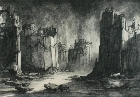 Incisione Desmazières - Terres Inconnus