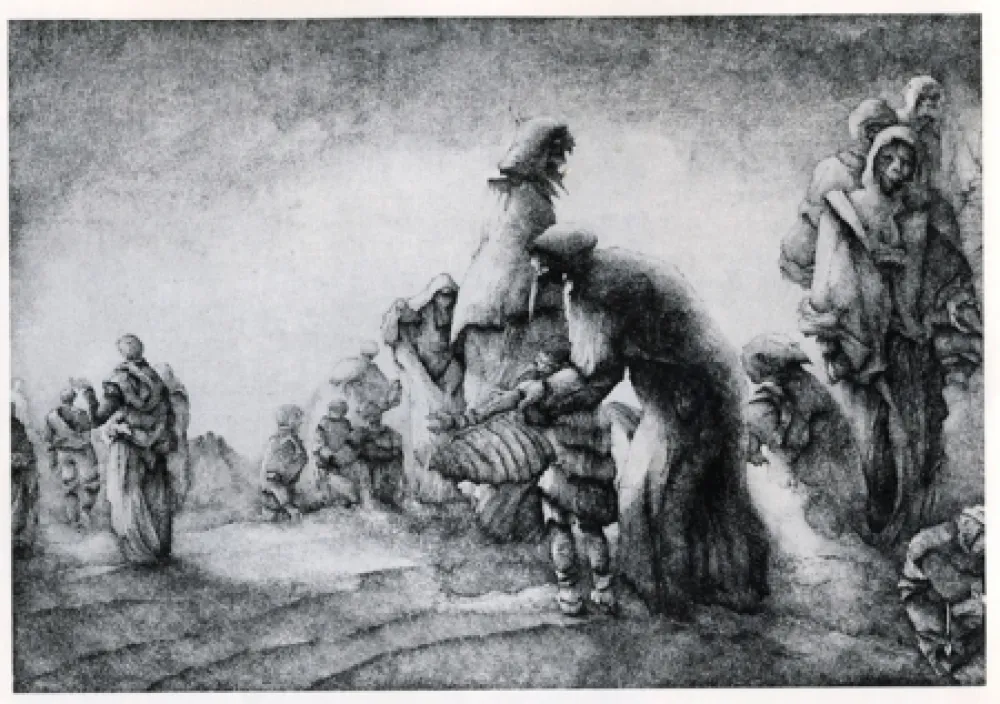 Incisione Desmazières - Un Maman apprenant a son fils a voler