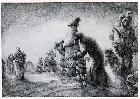 Incisione Desmazières - Un Maman apprenant a son fils a voler