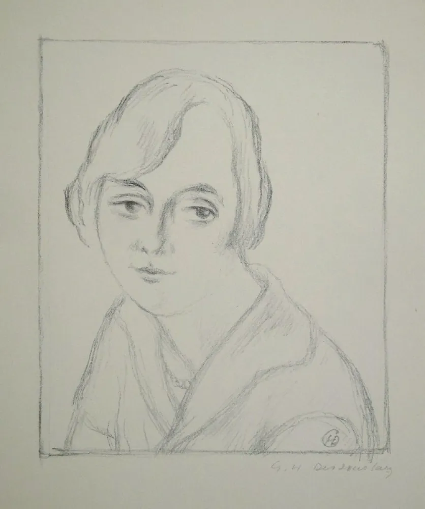 Litografia Dessouslavy - Portrait d’une jeune femme. 