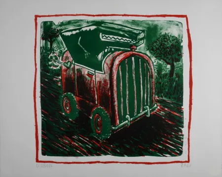 Litografia Di Rosa - La voiture de Raphaël, 1984