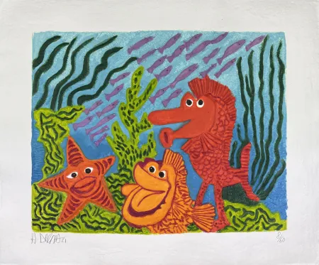 Incisione Di Rosa - Société sous-marine