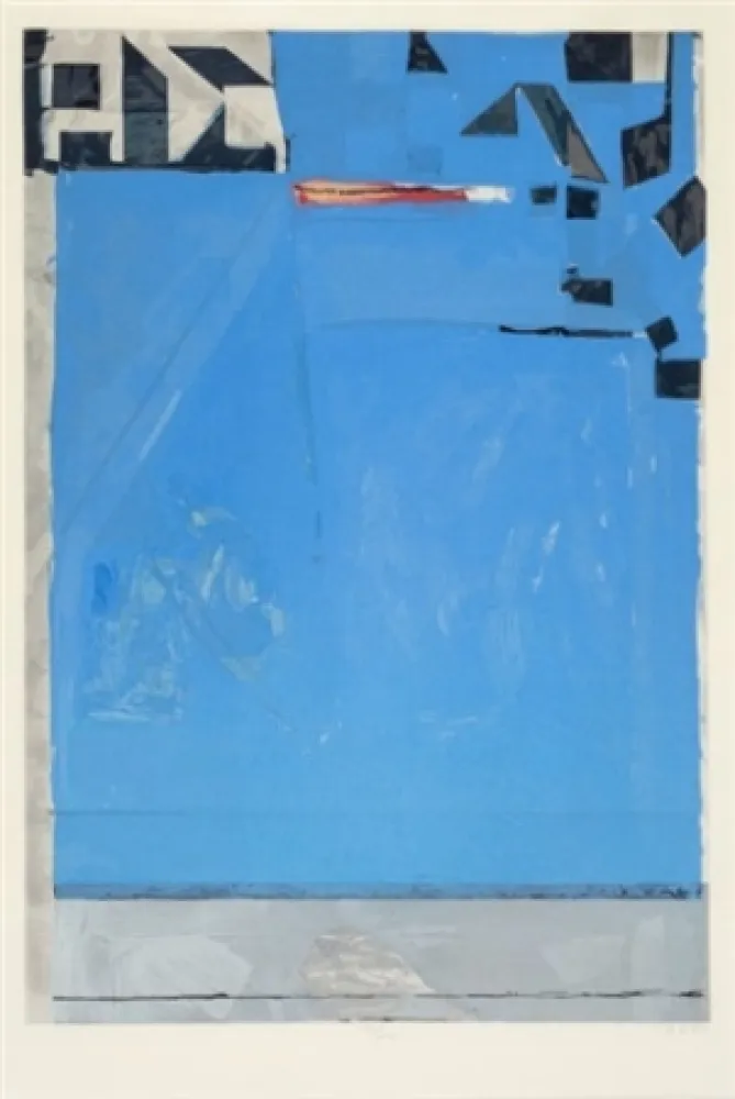 Incisione Su Legno Diebenkorn - Blue with Red