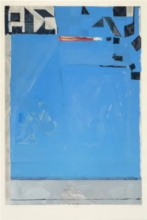 Incisione Su Legno Diebenkorn - Blue with Red