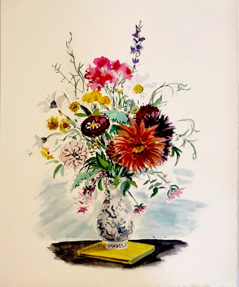 Litografia Dignimont - Dahlia, Zinnias et autres