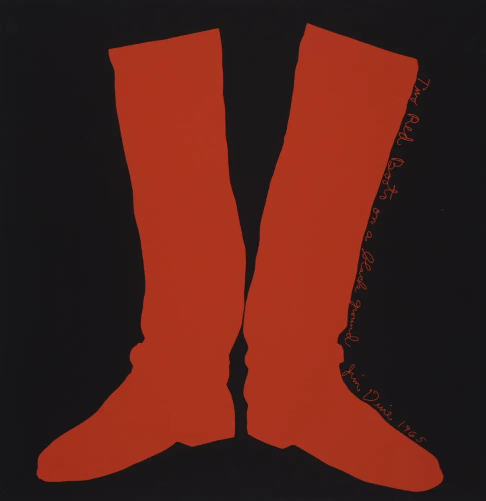 Serigrafia Dine - Two Red Boots on a Black Ground, 1968