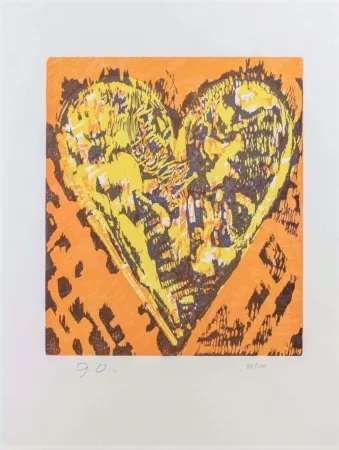 Incisione Su Legno Dine - Woodcut Heart