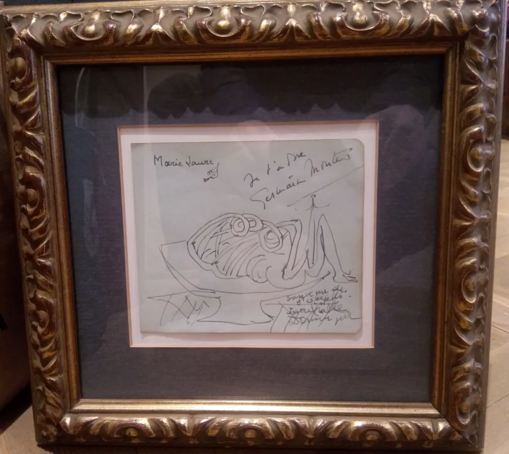 Non Tecnico Dominguez - Dibujo con dedicatoria a Marie Laure de Noailles